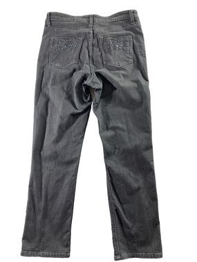 Lee Platinum Label Jeans Petite Womens 12P Grey Straight Leg High Rise Embellish